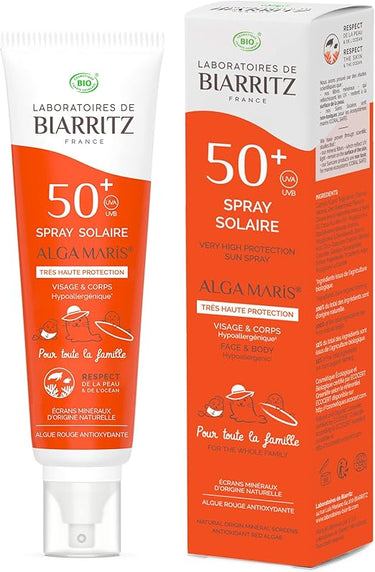 Alga Maris Sun Spray Facial y Corporal SPF 50+ Tamaño Familiar Hipoalergénico. 150 ml